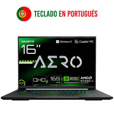 Portatil gigabyte aero x16 2wha3ptc65ah r9 - 370hx - 32gb - ssd 1tb - rtx 5070 8gb - 16 pulgadas - w11h portugues