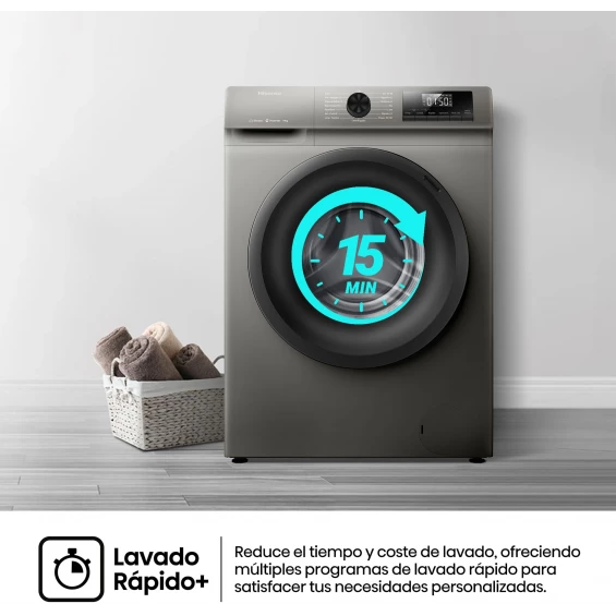 Lavadora Hisense WF1Q8041BT, 8 kg, 1400 rpm, clase A-20%, gris - imagen 9
