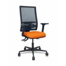 Piqueras y Crespo Silla Bormate asincro malla negra asiento bali naranja brazos 2D ruedas 65mm