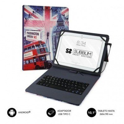 Funda con Teclado Subblim Keytab Pro USB England para Tablets de 10.1-11