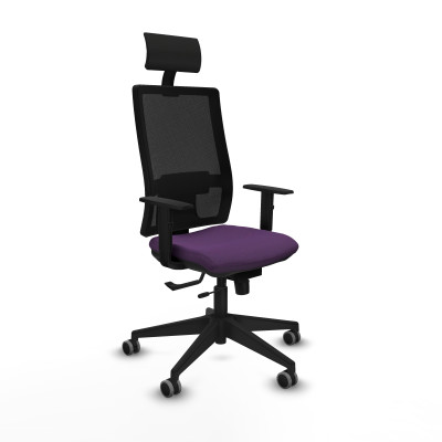 Horna traslack malla negra bali morado brazos 1D base piramidal cabecero fijo ruedas 65mm engomadas