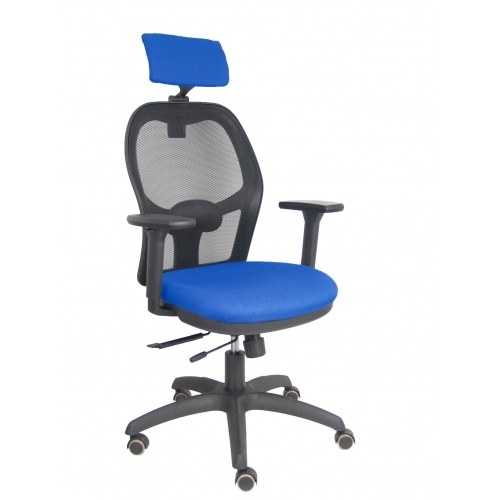 Silla Jorquera traslack malla negra asiento bali azul brazos 3D cabecero regulable