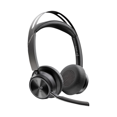 Auriculares Inalámbricos Poly Voyager Focus 2 para Microsoft Teams + Adaptador USB-C-A + Soporte de Carga/ con Micrófono/ Bluetooth/ Negro