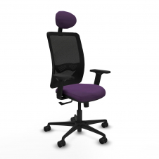 Piqueras y Crespo Zulema sincro malla negra bali morado brazos 2D base nailon cabecero fijo ruedas 65mm nailon