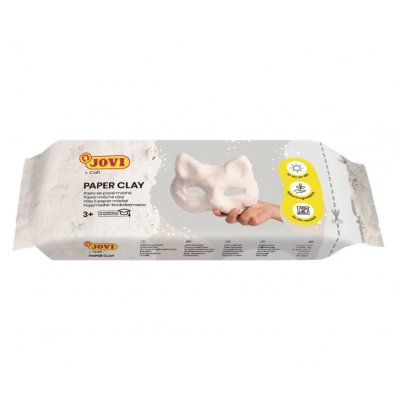 Jovi Paper Clay Pasta de Papelmache 680gr - Lista para Usar - Secado al Aire - Ligera y Facil de Modelar - No Mancha - Ideal para Figuras y Mascaras - Color Blanco