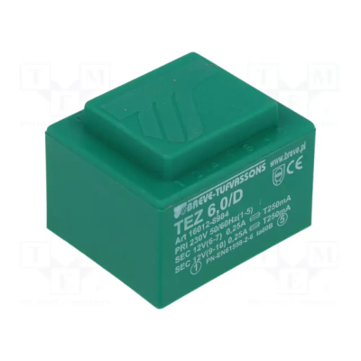 Transformador Alimentación Encapsulado Salida 12V+12Vac 6VA Entrada 230Vac TEZ