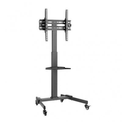 Cromad Soporte de Suelo con Ruedas para TV 32-55 - Bloqueo de Ruedas - Ajustable en Altura - Bandeja Multiusos - Peso Max 35Kg - VESA 400X400mm