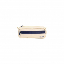 Milan Serie 1918 Estuche Portatodo Rectangular 2 Compartimentos - Tejido Resistente a las Roturas y Rasgaduras - Medidas 21x8,5x6,1cm - Color Beige