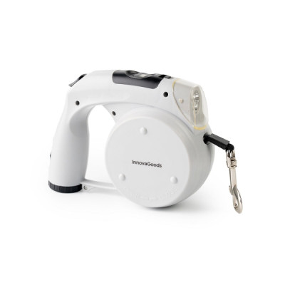 Correa retráctil Innovagoods Leashic 6 en 1 - Luz LED | Extensión hasta 4m | Soporta hasta 35kg | Gris y negro