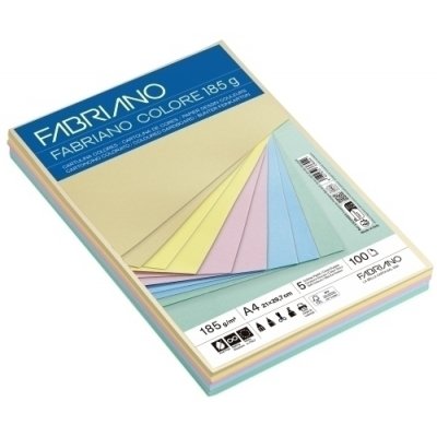 CARTULINA A4 FABR. 185g P/100 COL.PASTEL