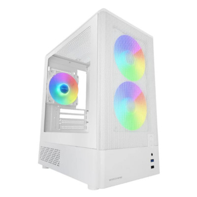 Caja ordenador mars gaming mc - onyxw matx rgb cristal templado blanca