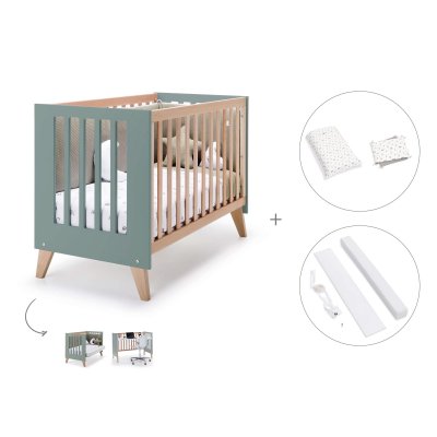 Cuna de colecho 60x120 cm madera/eucalipto (3en1) + textil Taiga · Nexor