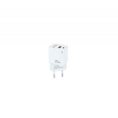 Cargador de Pared TooQ TQWC-QCPD20WT/ 1xUSB-Tipo C/ 1x USB/ 20W/ Blanco