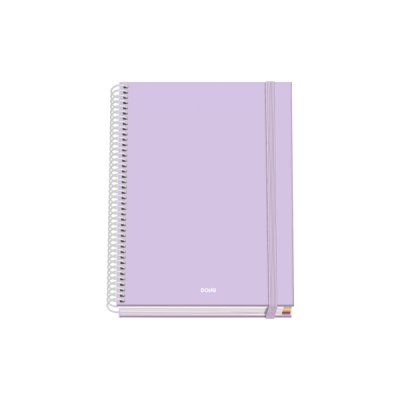 Dohe Serenity Cuaderno Espiral A5 100 Hojas Cuadricula 5mm - Tapa Dura Impresa a todo Color y Plastificada en Brillo - Bandas de Color - Cierre de Goma - Color Morado