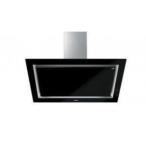 Campana inteligente decorativa de pared inclinada Teka Home DLV 99677, vertical, perimetral, 90 cm, 920 m3/h, clase A+++, 3 velocidades + intensiva, 72dB, Touch Control, HobtoHood, FreshAir, Wifi, ref. 112930051, cristal negro