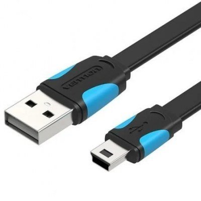 Cable USB 2.0 Vention VAS-A14-B050/ MiniUSB Macho - USB Macho/ Hasta 10W/ 480Mbps/ 50cm/ Azul y Negro