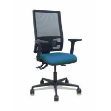 Piqueras y Crespo Silla Bormate asincro malla negra asiento bali verde petróleo brazos 2D ruedas 65mm