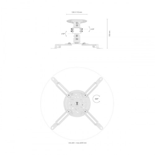 AISENS - SOPORTE UNIVERSAL GIRATORIO, INCLINABLE DE TECHO PARA PROYECT