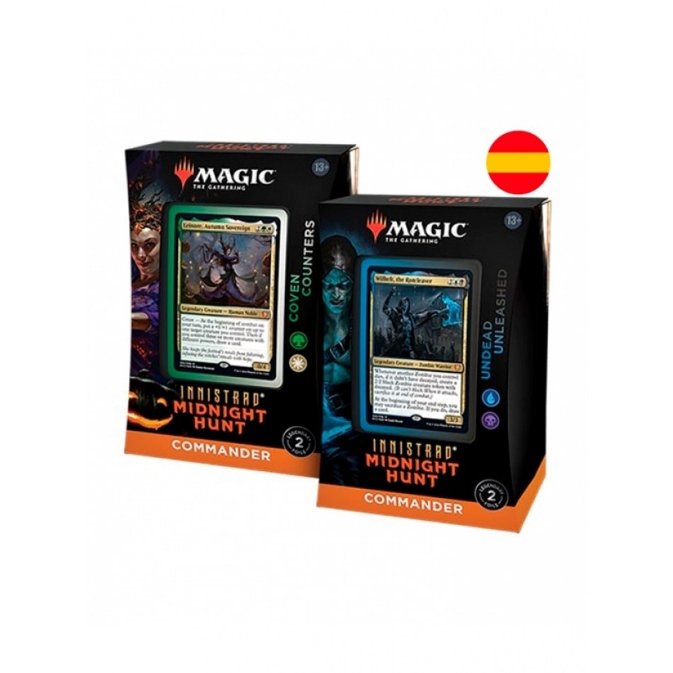 Juego de cartas caja de cartas wizards of the coast magic the gathering commander display innistrad midnight hunt 4 mazos español