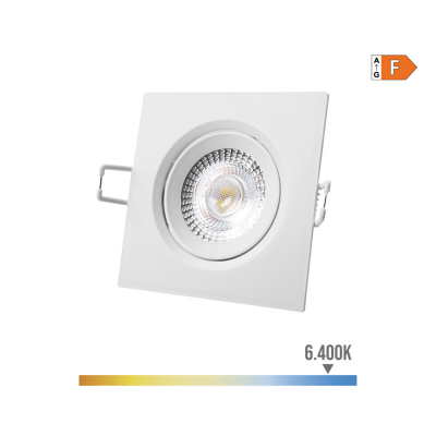 Downlight led empotrable cuadrado 5 w 6400 k luz fria color blanco 9 x 9 cm