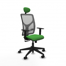 Piqueras y Crespo Motilla sincro malla gris bali verde brazos 1D base piramidal cabecero fijo ruedas 65mm nailon