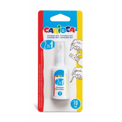Carioca Pen & Brush Corrector 2 en 1 - Boligrafo y Pincel - Pincel de Nylon Suave y Preciso - Punta Metalica de Precision - Secado Rapido - Color Blanco