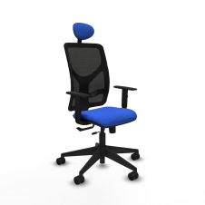 Piqueras y Crespo Motilla traslack malla negra bali azul brazos 1D base piramidal cabecero fijo ruedas 65mm nailon