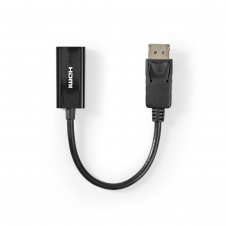 NEDIS CABLE DISPLAYPORT MACHO | SALIDA HDMI  | 4K@30HZ | NIQUELADO | 0.20 M | REDONDO | PVC | NEGRO