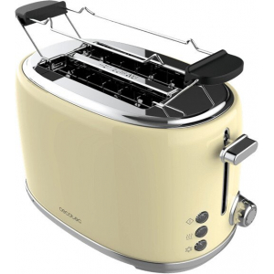 Tostador Cecotec Toast&Taste 1000 Retro Double Beige, 980W, 2 ranuras cortas, 3 funciones, ref. 03232, beige