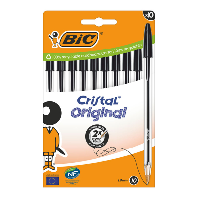 Bolígrafo cristal negro blíster 10 uds