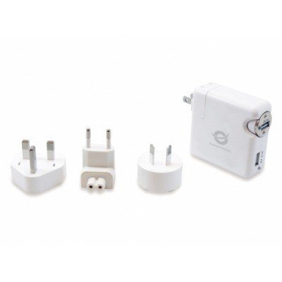 Conceptronic Cargador de Pared Kit Universal - 2XUSB(5V/2.4A , 5V/1A) - Carga Rápida - Compatibles con EE.UU/Reino Unido/Australia/Unión Europea - Color Blanco