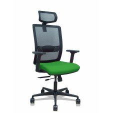 Piqueras y Crespo Silla Haches traslack malla negra asiento bali verde brazos 2D ruedas 65mm cabecero regulable