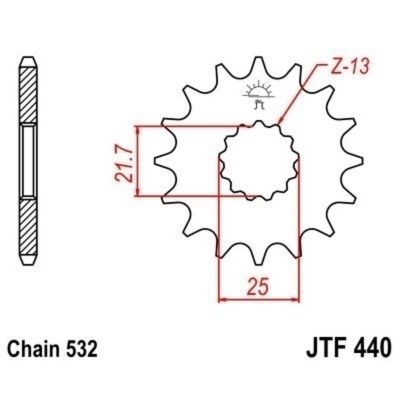 Piñón JT SPROCKETS acero estándar 440 - Paso 532 JTF440.14