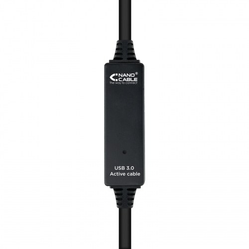 Cable USB 3.0 prolongador con amplificador y Alim., tipo A/M-A/H, negro, 15m