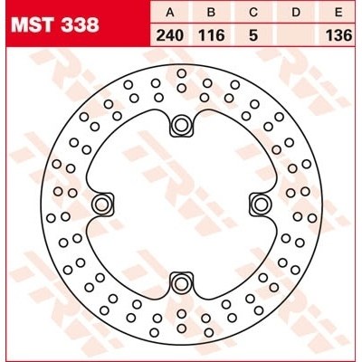 Disco de freno fijo redondo 220-250 mm TRW MST338