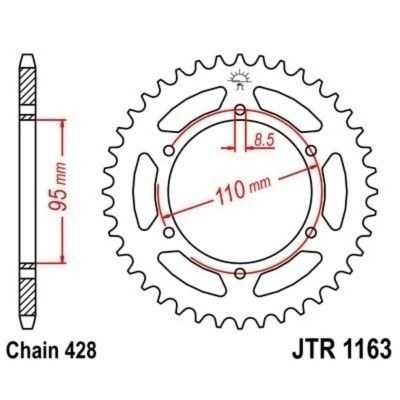 Corona JT 1163 de acero con 45 dientes JTR1163.45