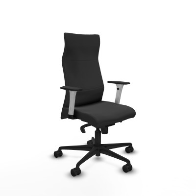 Albacete dirección sincro similpiel gris oscuro brazos 1D blancos base nailon ruedas 65 nailon