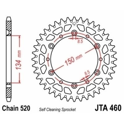 Corona JT 460 de aluminio con 51 dientes JTA460.51