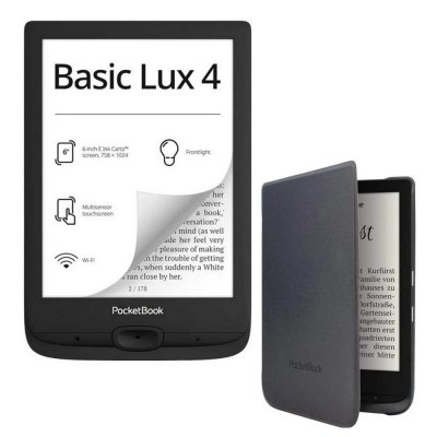 Pocketbook basic lux 4 6 pulgadas 8gb ink black + funda shell series negro regalo