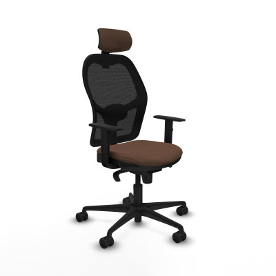 Jorquera sincro malla negra bali marrón oscuro brazos 1D base nailon cabecero 2D ruedas 65mm nailon
