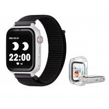 SaveFamily SaveWatch Plus Reloj + Protector GPS y Llamadas 4G Blanco Pulsera Tela Negra