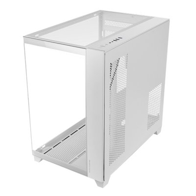 MC-3C, Caja Gaming ATX, Vista Panorámica 3D con Triple Cristal Templado, Diseño Doble Cámara Lateral, Soporte Completo Refrigeración Líquida, Semitorre PC con Gestión de Cableado, Blanco