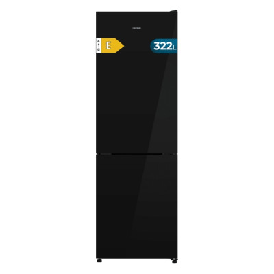 Cecotec Bolero CoolMarket Combi 322i Black Glass E Frigorifico Combi - 322L - Luz LED - Total Nofrost - Puerta de Cristal - Frio Envolvente - Cajon Humedad Regulable - 59.5x185.5cm - Color Negro