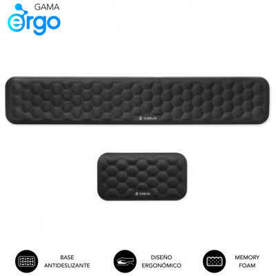 PACK SUBBLIM ERGO AIRPADDING - REPOSAMUÑECAS TECLADO Y RATON NEGRO