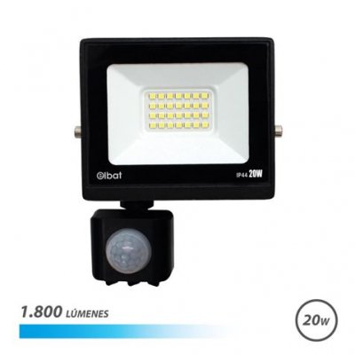 Elbat Serie Slim Foco LED 20W con Sensor de Movimiento - 1800 Lumenes - 6500K Luz Fria - IP44