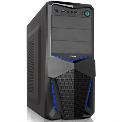 Caja ordenador gaming nox pax atx usb 3.0 azul y negra sin fuente