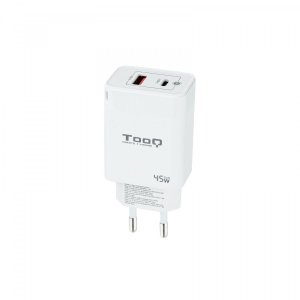 TooQ Cargador de Pared GaN USB-C/PD + USB-A/QC 45W,