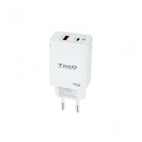 TooQ Cargador de Pared GaN USB-C/PD + USB-A/QC 45W,