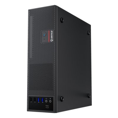 Unykach UK3006 Caja Slim MicroATX con Fuente de Alimentacion 150W - Tamaño Disco Soportado 2.5 - USB-A 2.0/3., USB-C y Audio - Ventilador 80mm Incluido - Color Negro