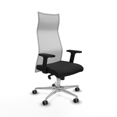 Albacete malla sincro malla blanca similpiel negro brazos 2D base aluminio ruedas 65mm engomadas